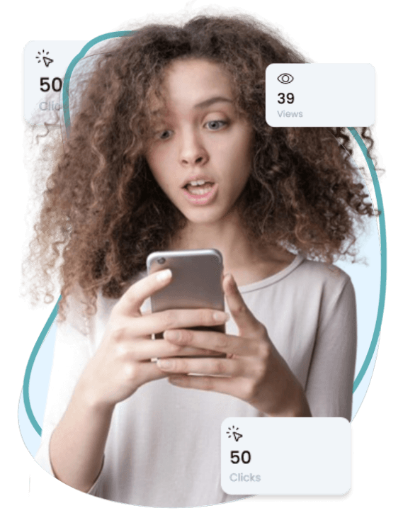 Person viewing their WedoTap digital profile on a phone
